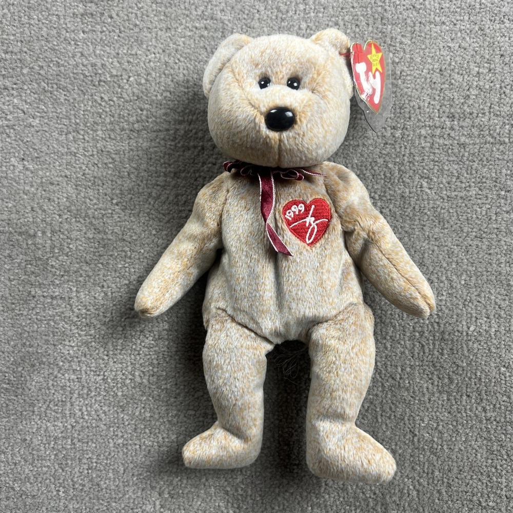Ty Beanie Baby 1999 Signature Bear Tan Plush Red Heart Collectible Toy — photo 2